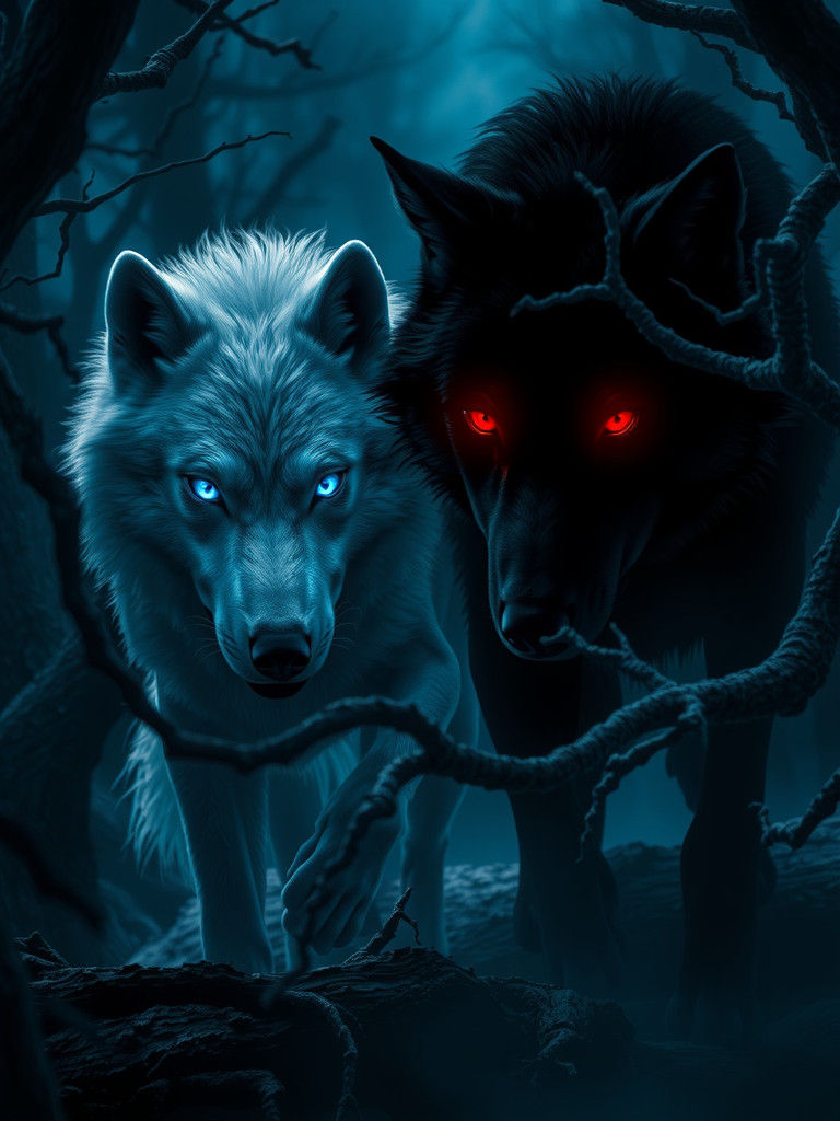 Wolves Emerging from Shadows in Fantasy Concept Art