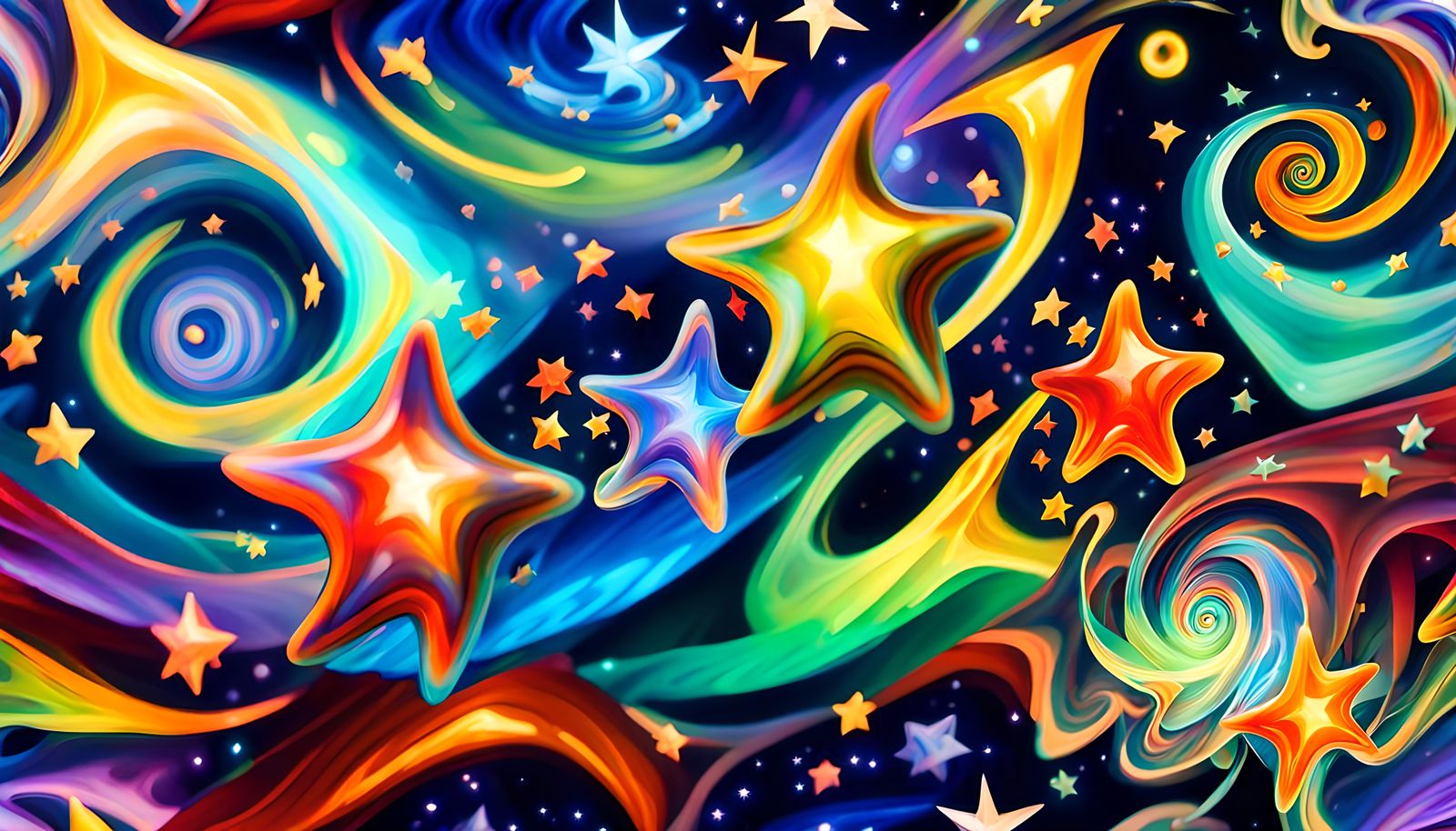 Iridescent Maelstrom of Swirling Stars in Naive Art