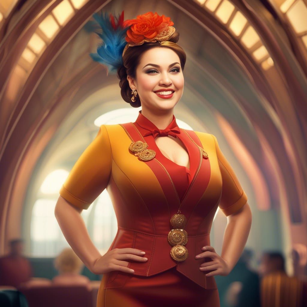 Attractive Flight Attendants in Elaborate Detail
