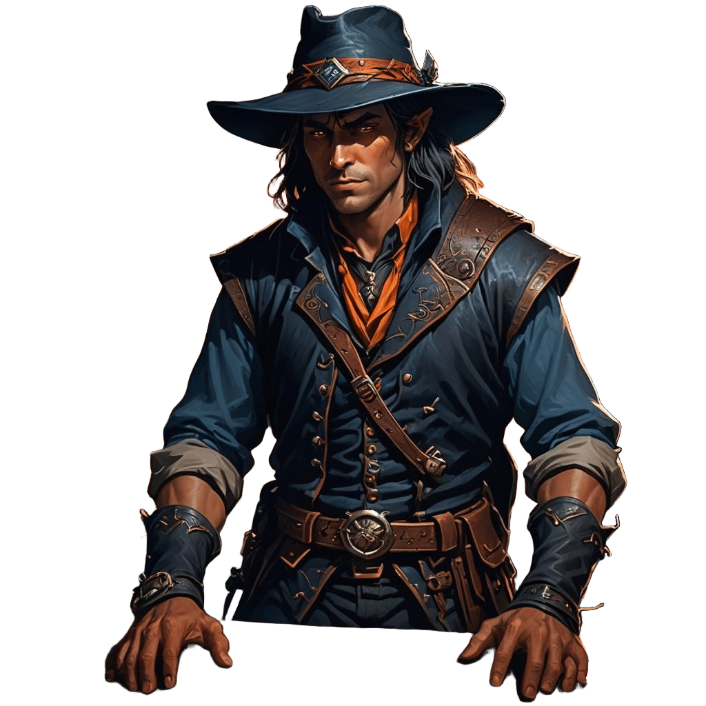 Half-Elf Rogue in Tavern: Detailed Matte Painting