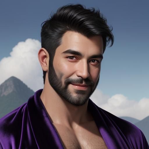 Smiling Man in Purple Robe: Impasto Impression