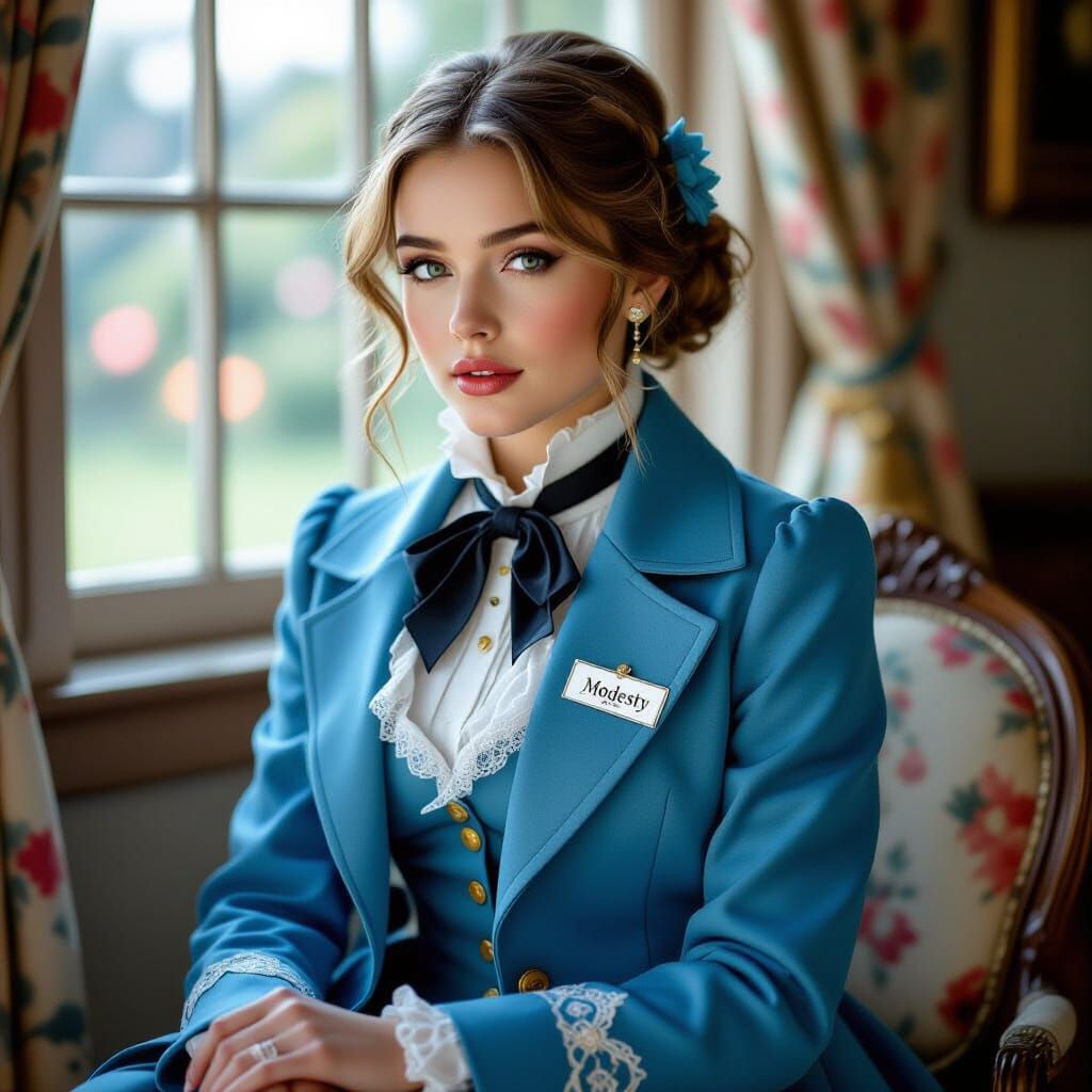 Victorian Woman Portrait with Colorful Bokeh
