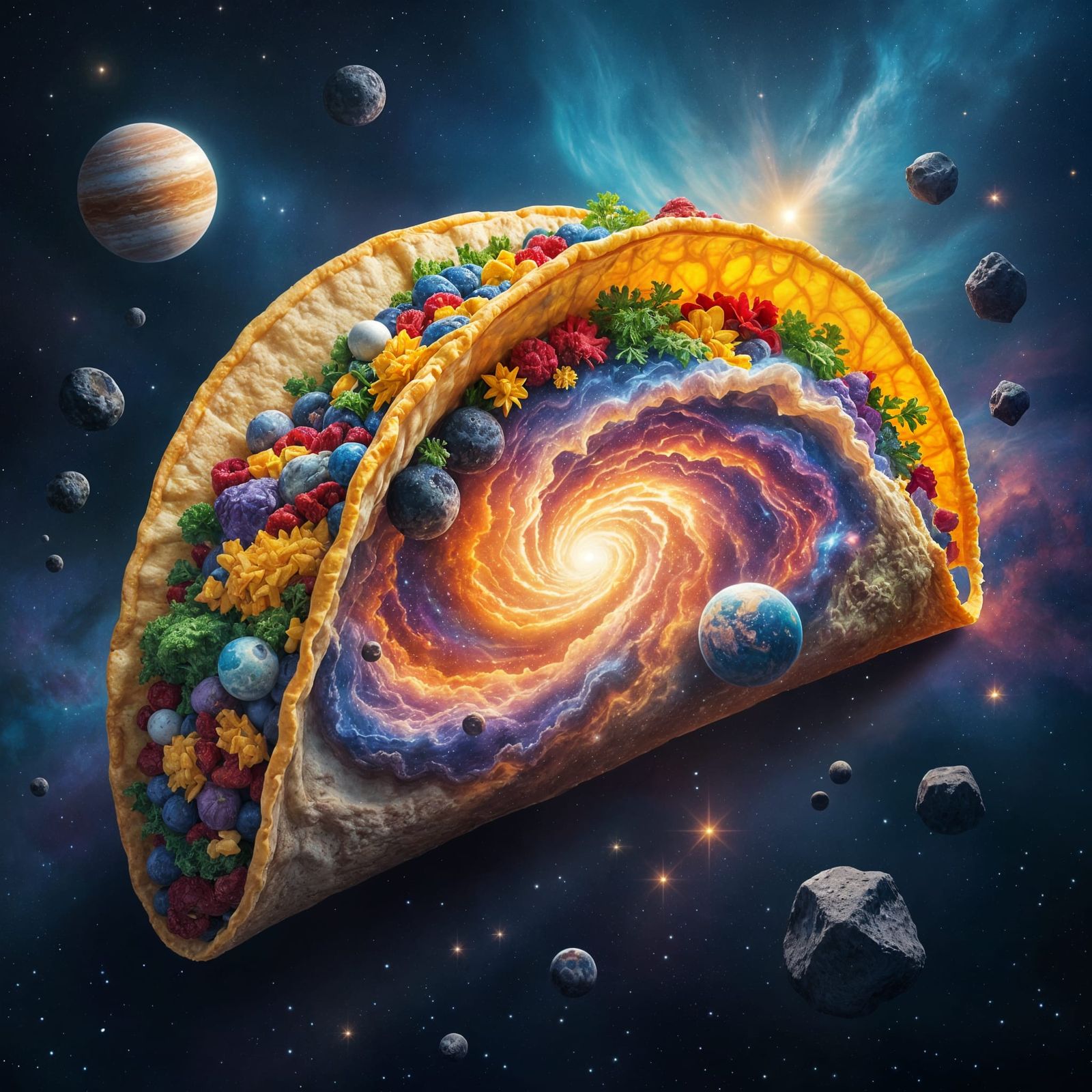 Cosmic Taco Shell in Surreal Style