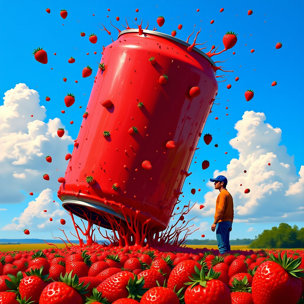 Giant Strawberry Can Erupts in Hyperrealistic Splash