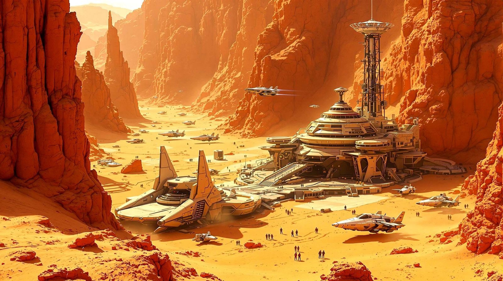 Futuristic Rebel Base in Desert Canyon