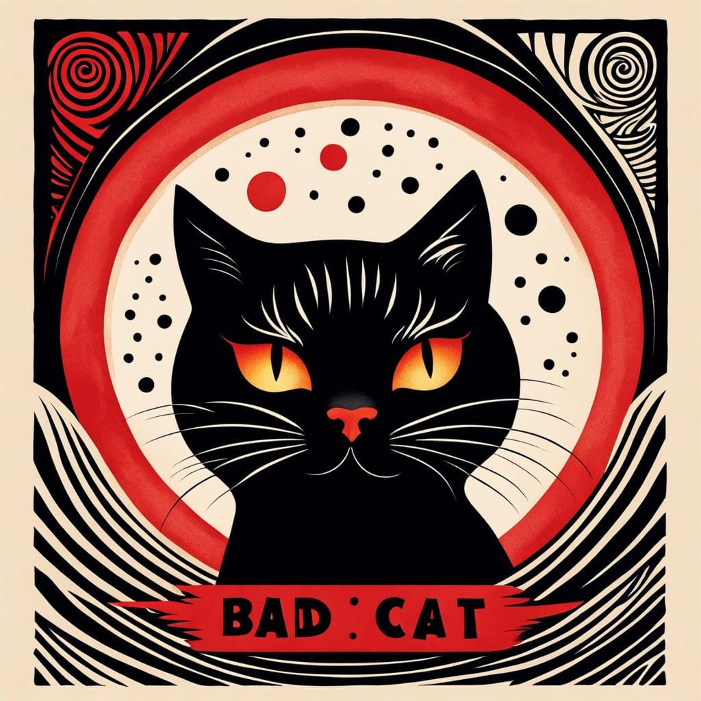 Vibrant Vintage Feline in Whimsical Watercolor