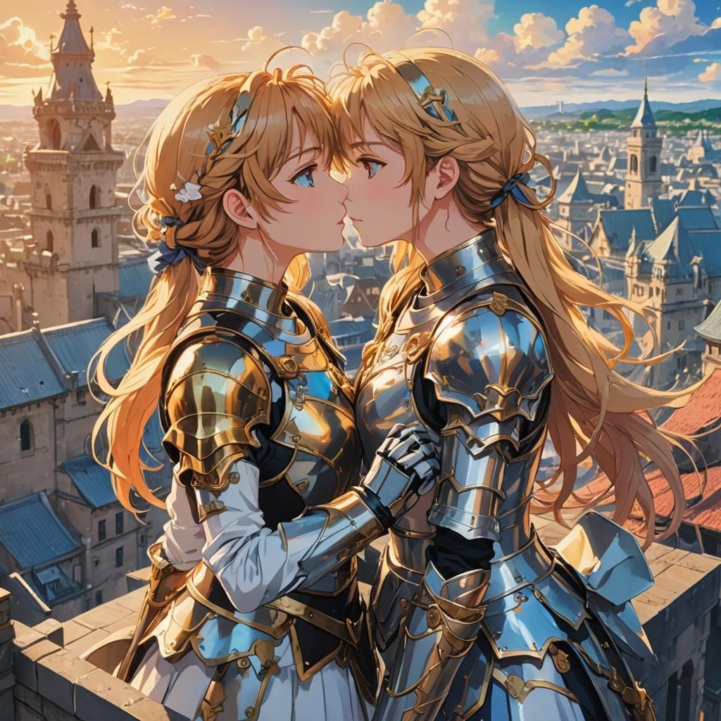 Armored Girls Kissing: Anime Key Visual