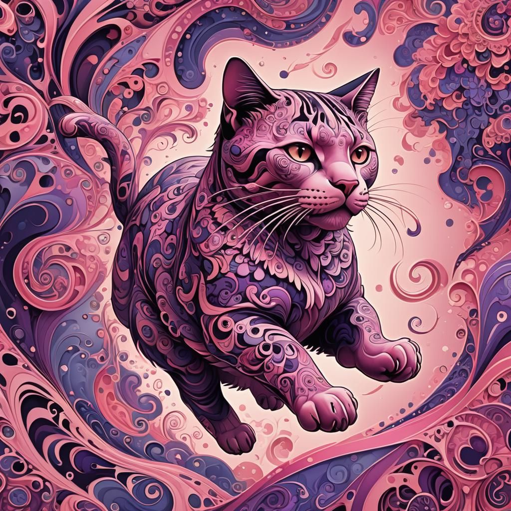 Pink Panther Feathered Cat Bag in Surreal Style