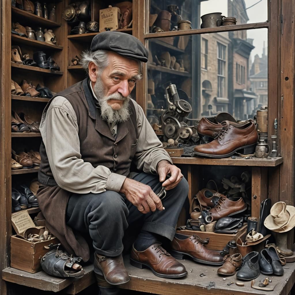 Steampunk Cobbler in a Cybernetic Horrocore Shop
