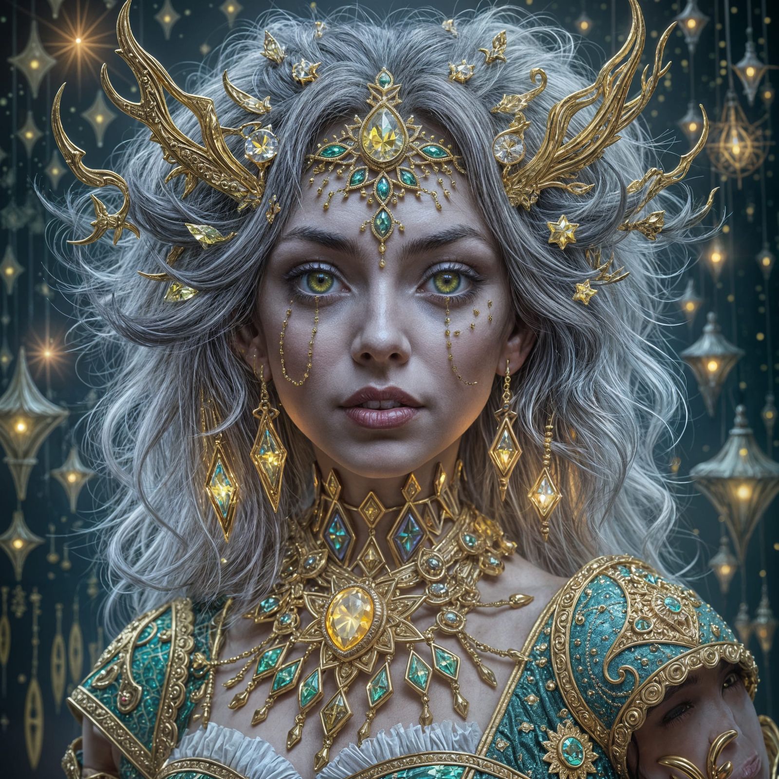 Starlight Goddess with Diamond Hair, Digital Art