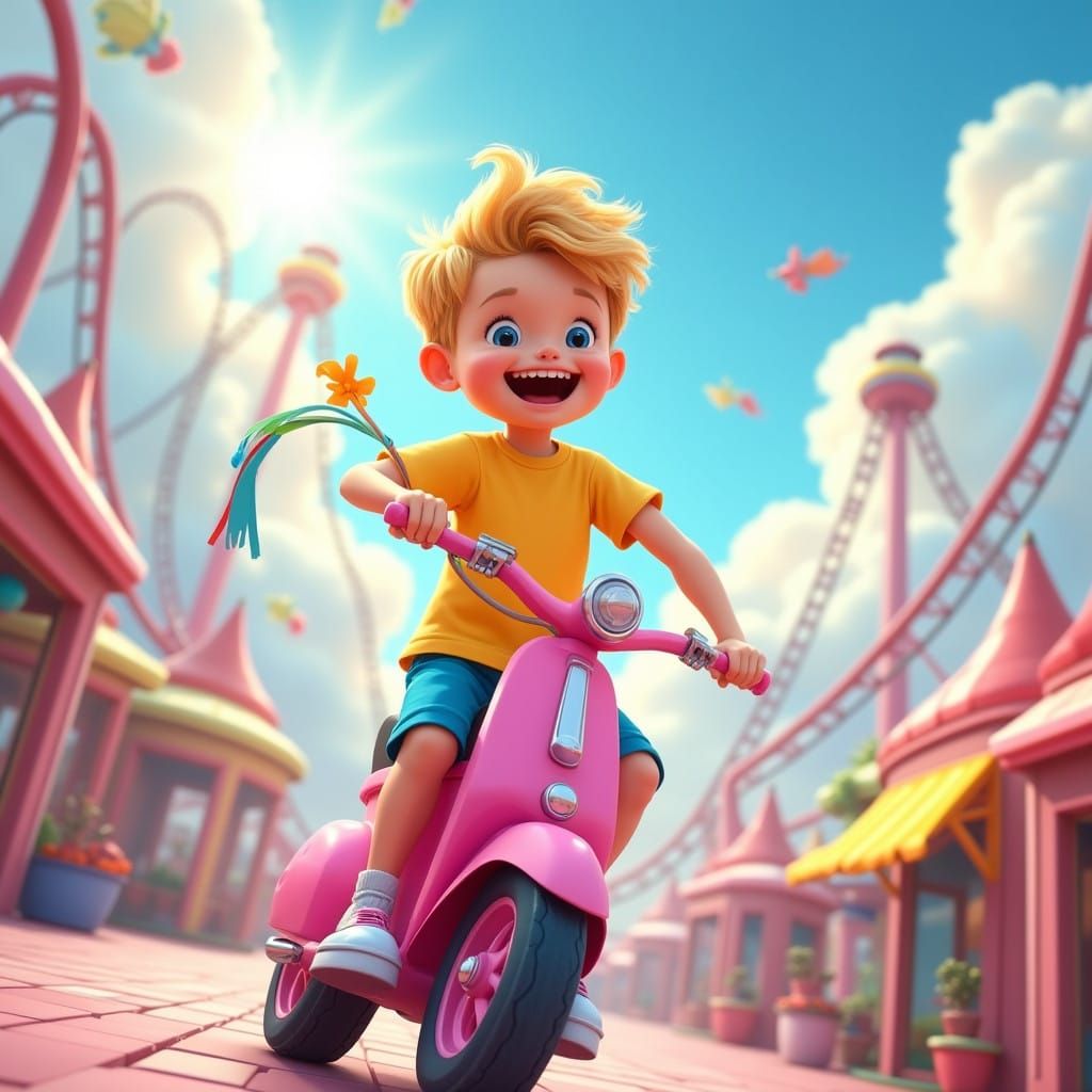 Whimsical Childhood Joy in Hyper-Detailed Digital Illustrati...