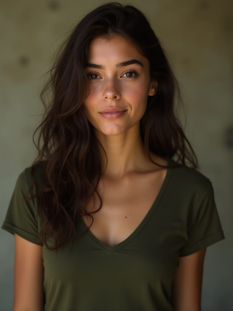 Elegant Woman with Dark Hair in Art Nouveau Style