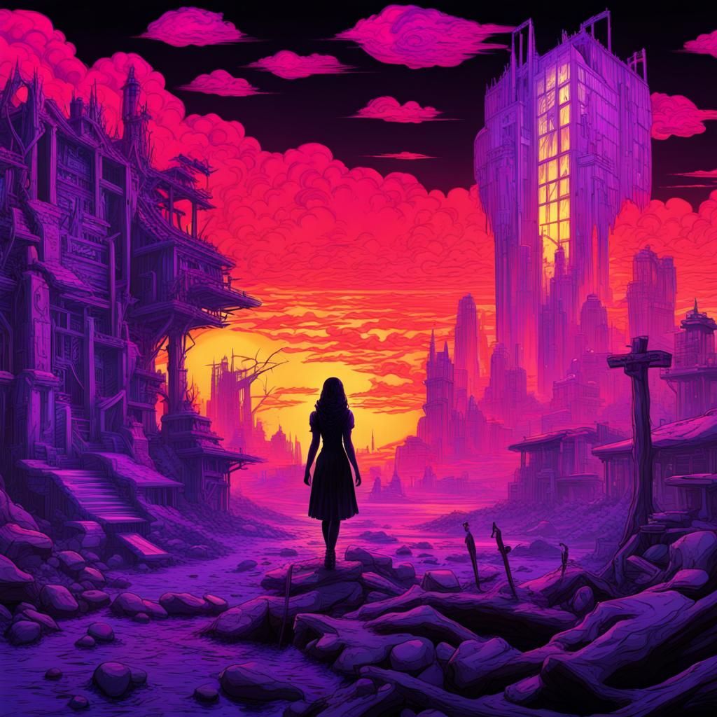 Snow White in Apocalyptic Blacklight Art