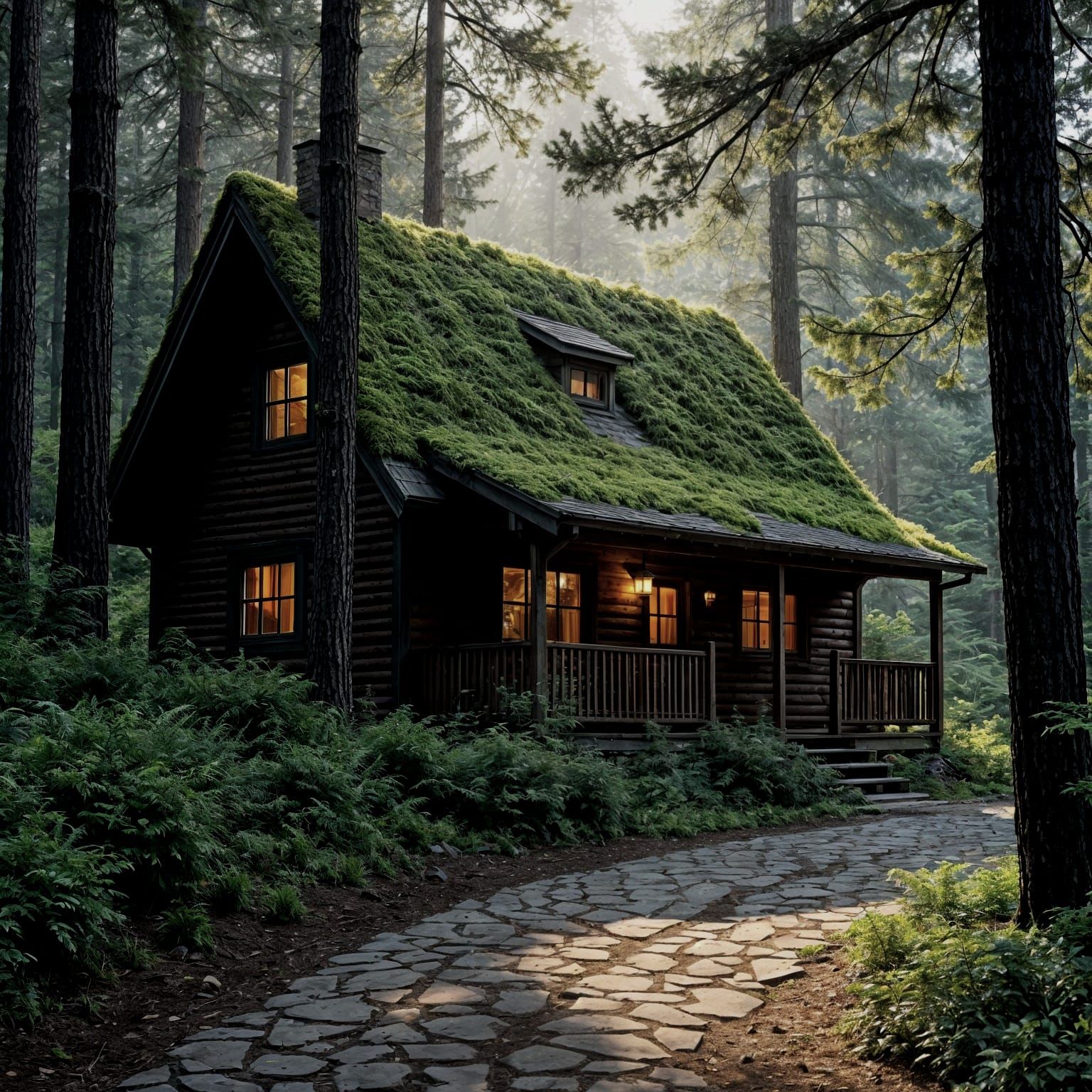 Mountain Cottage in Morning Sunlight