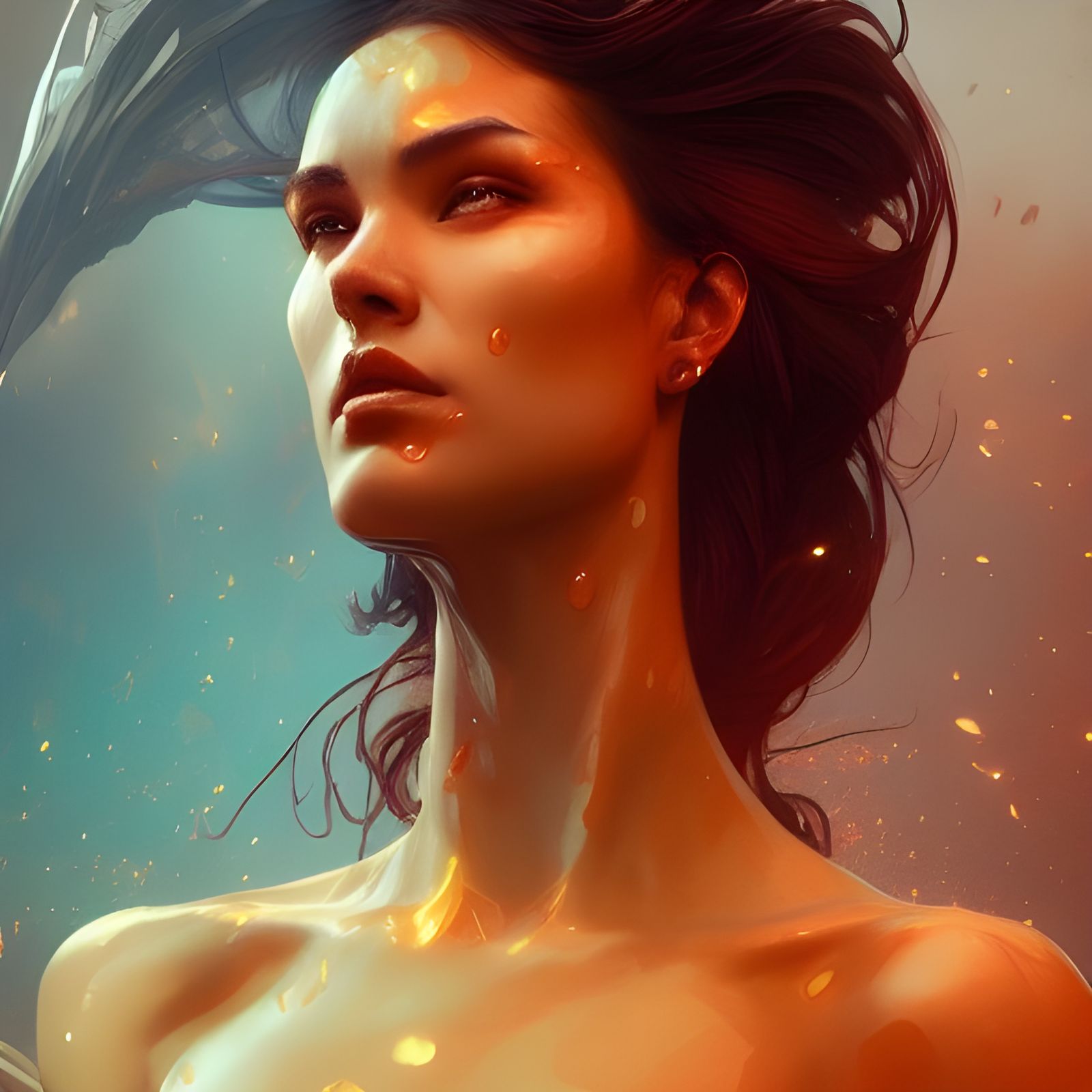 Lava Woman: Hyperdetailed Portrait in Volumetric Lighting