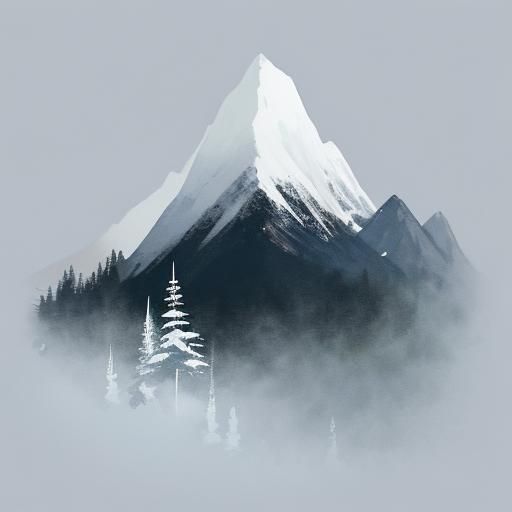 Minimalist Winter Mountains: 2D Vector Art Illustration