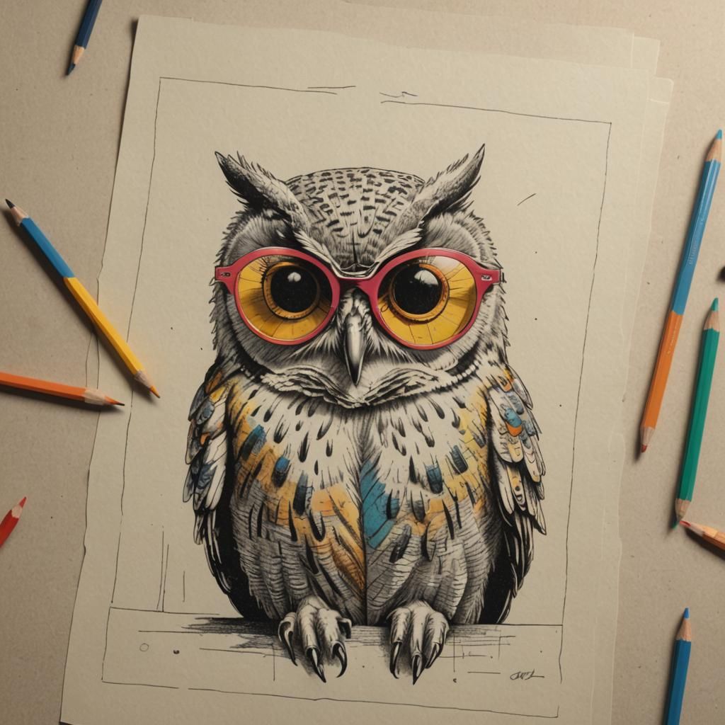 Owl in Sunglasses: Pop Art Screen Print