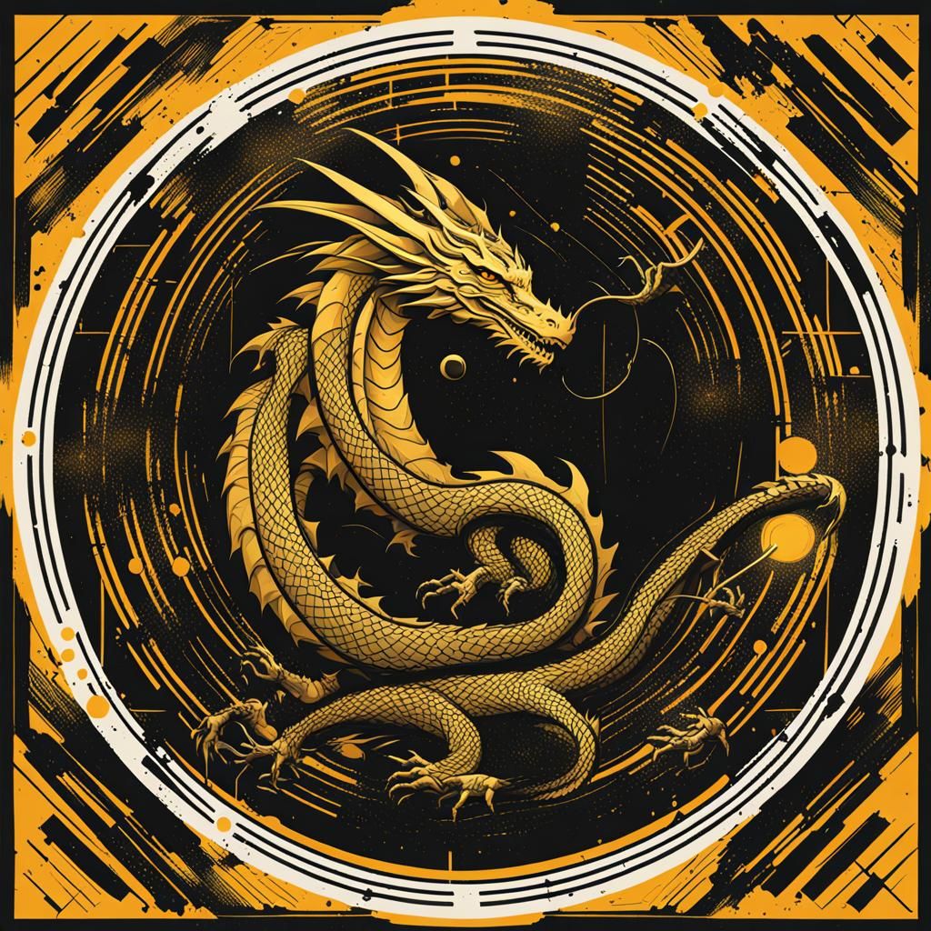 Black Dragon in Pop Art Style, Digital 8K