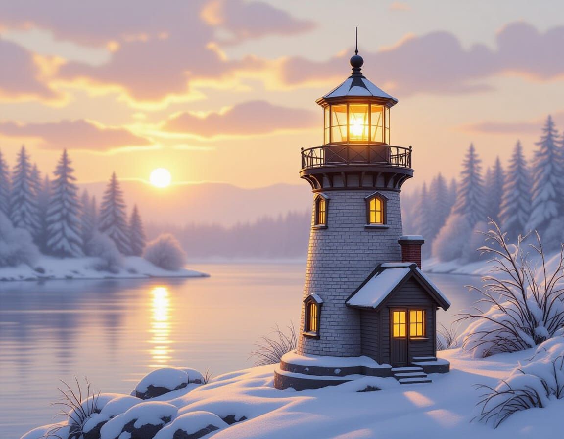 Warmly Glowing Lighthouse Lantern by Kinkade