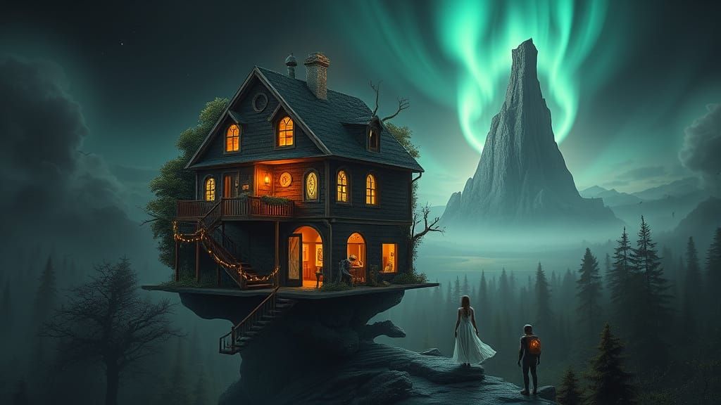 Surreal Scene: Gothic Cathedral Brain with Grotesque Aliens ...