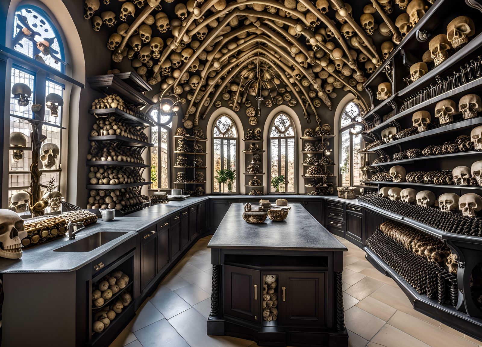 Macabre Kitchen: A Bone and Skull Ossuary