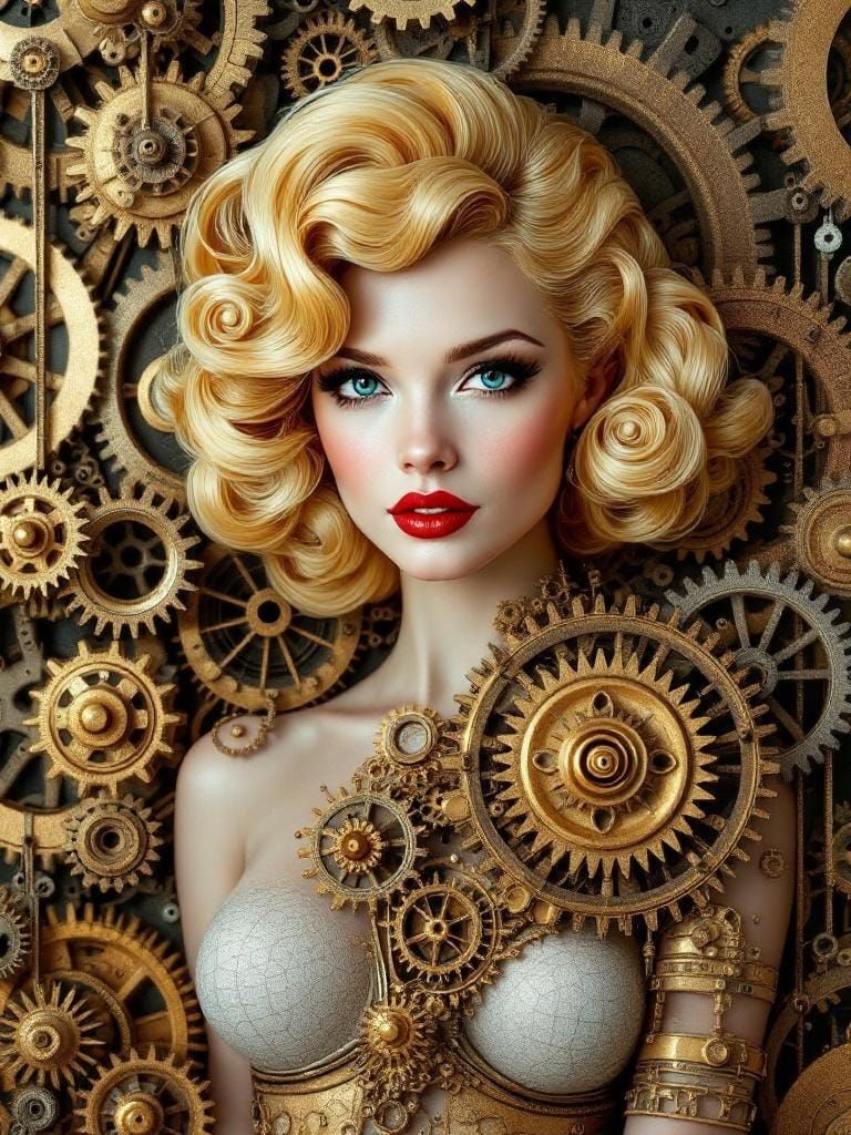 Steampunk Pin-Up Girl in Quilled Papercraft Style