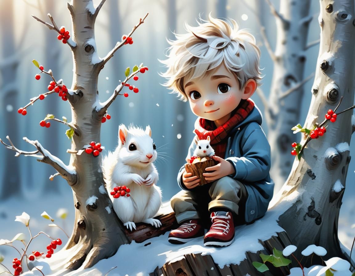 Magical Winter Wonderland Illustration in Digital Art Style