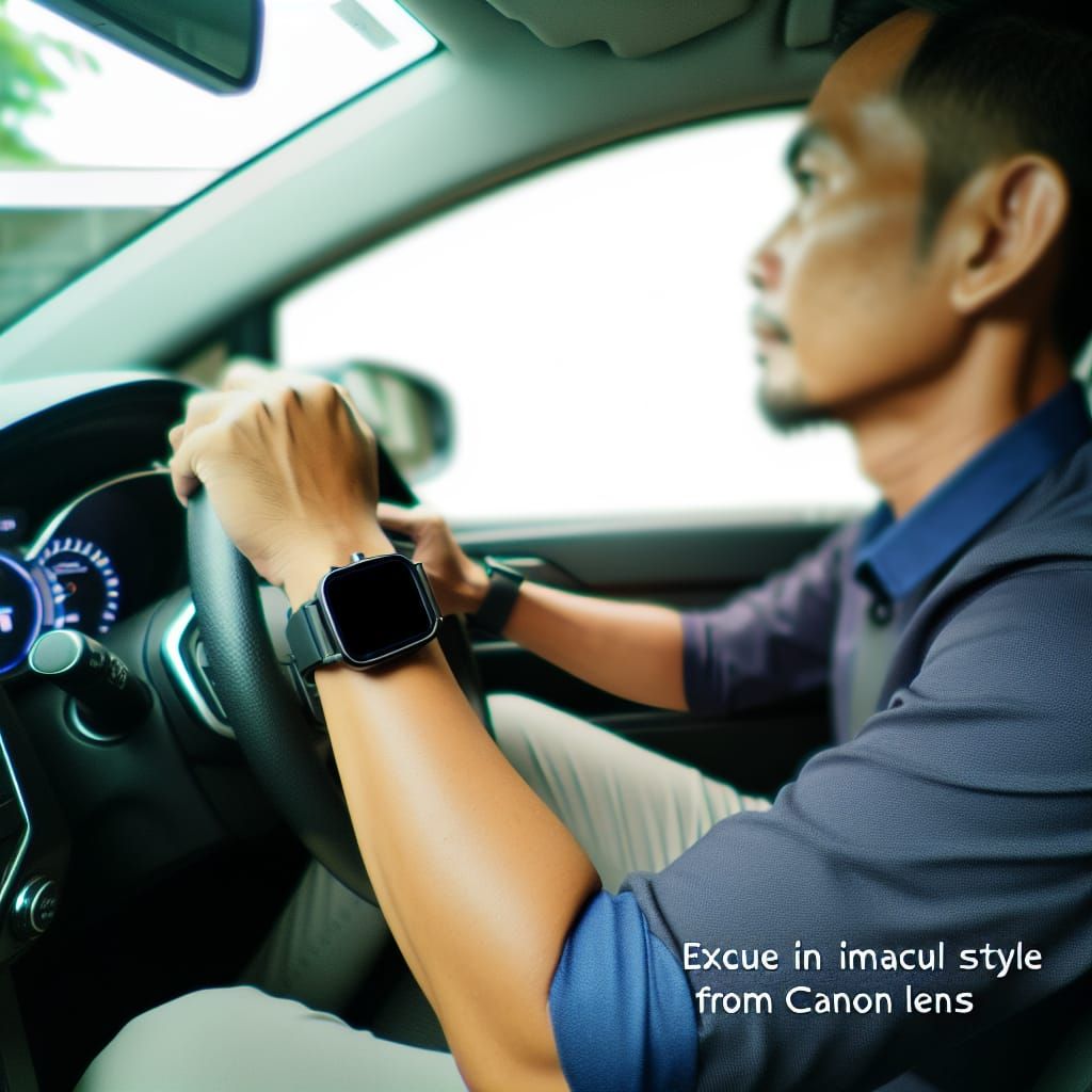 Man in Car with Smart Watch, Professional Portrait