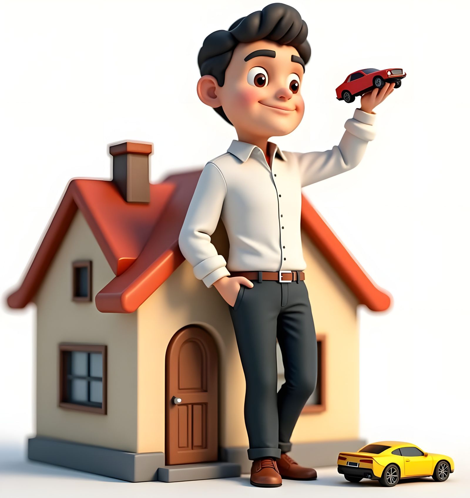 Chibi Businessman with Toy Car: 3D Anime Art