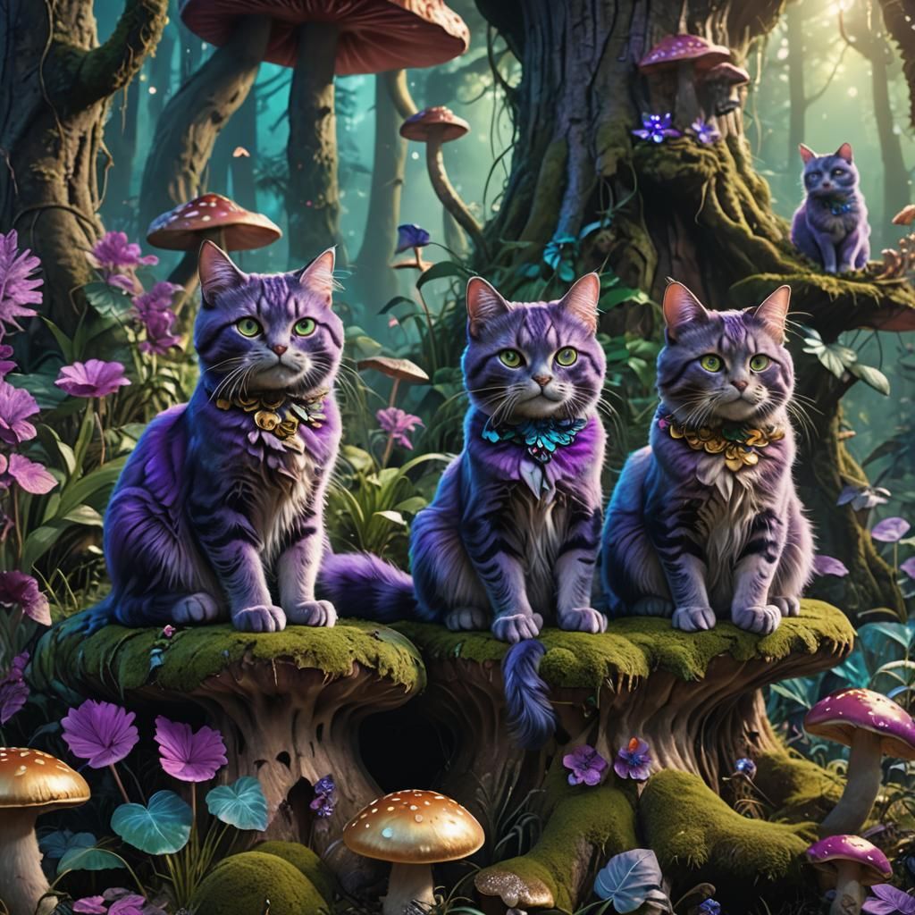 Poop Purple Cats on Mushroom Throne