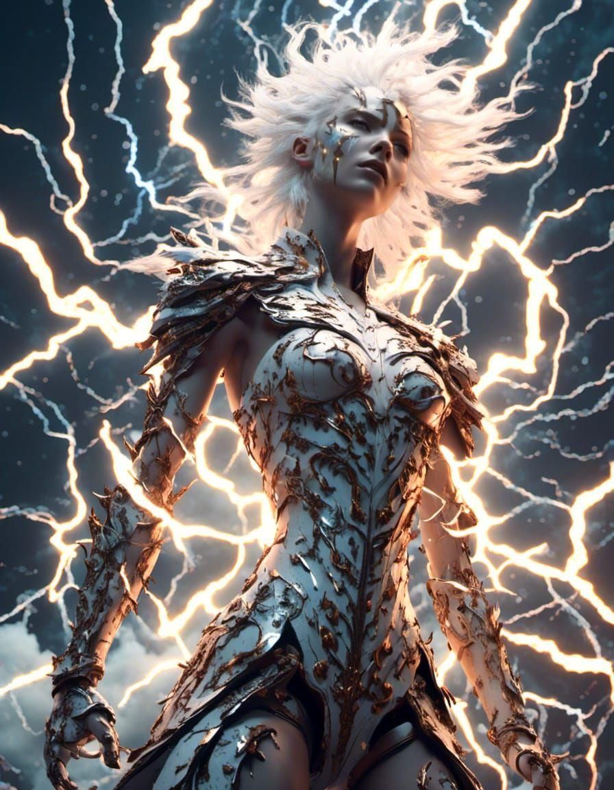 Lightning Elemental God in Anime Style