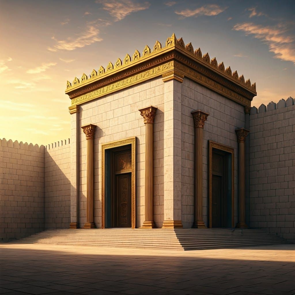 Ancient Jewish Temple in Classical Realism Style