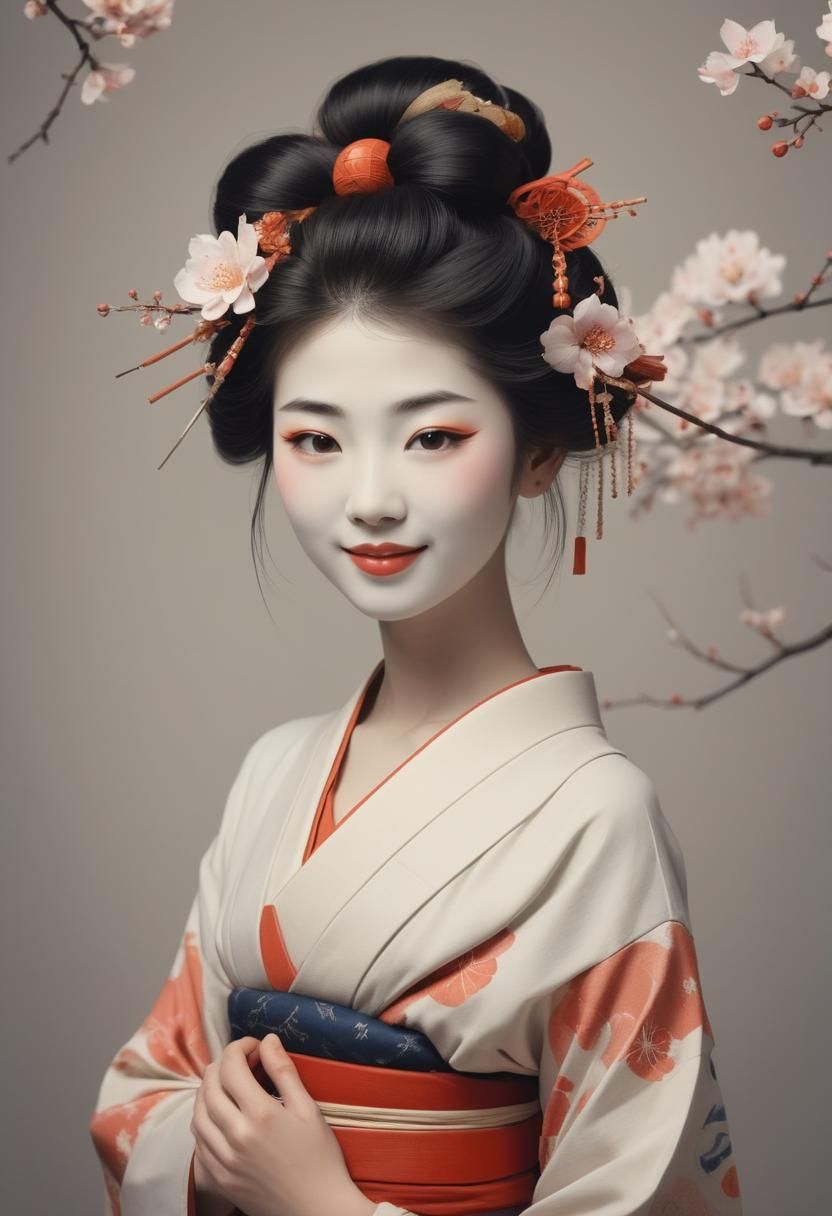 Vintage Japanese Geisha Illustration