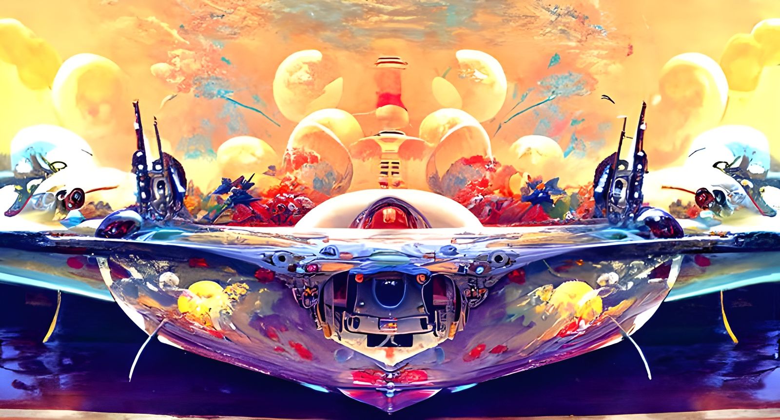 Spaceship Painting in Detailed Digital Art Style