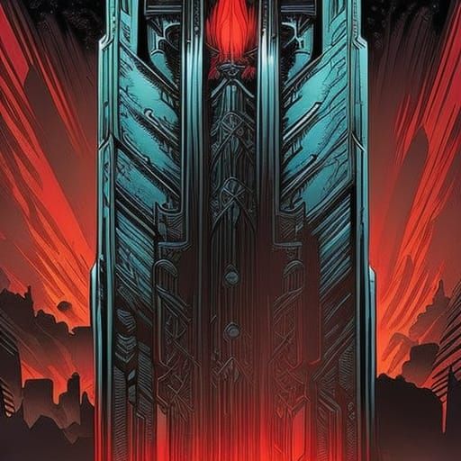 Dramatic Dark Tower in Comic Book Style