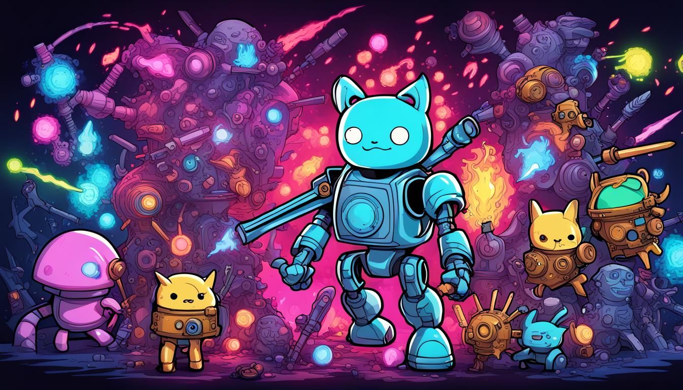 Blacklight Chibi Animal Mecha Steampunk Battle