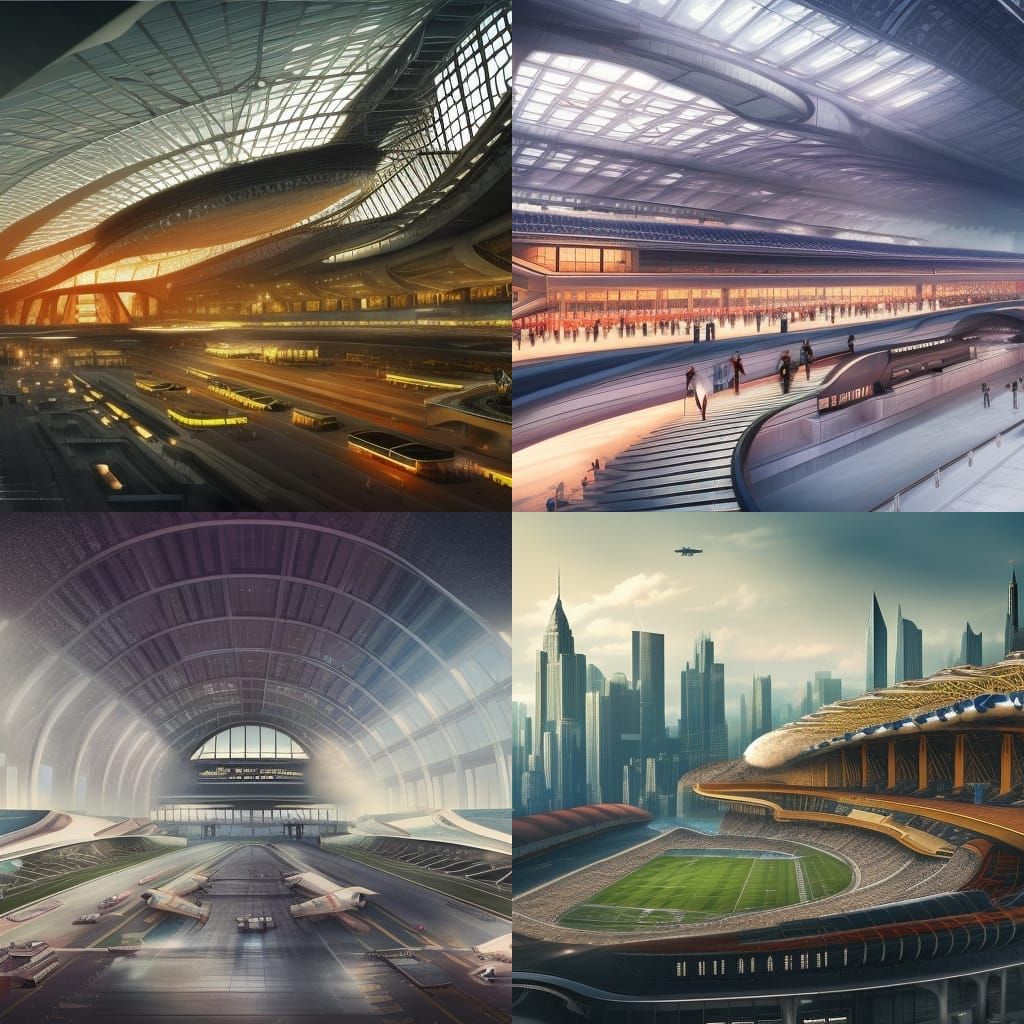 Futuristic Luxury Airport and Train Station: Digital Art