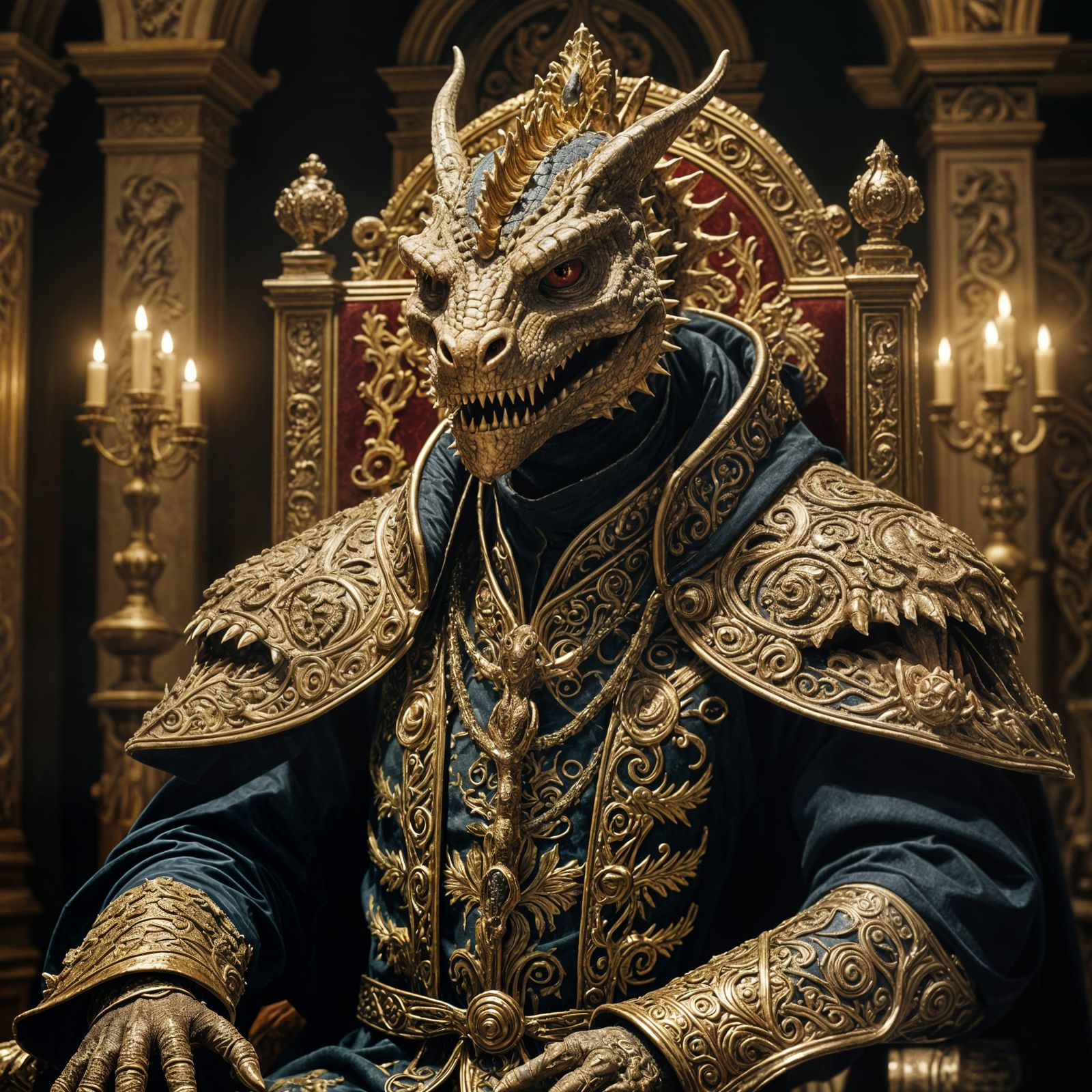 Hyperrealistic Reptilian Pope in Cinematic HDR