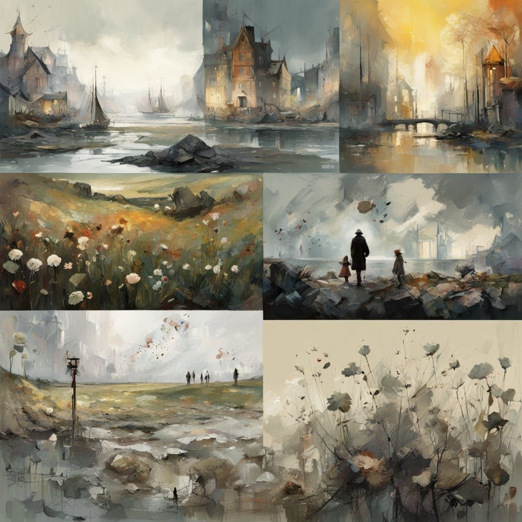 Surreal Landscape with Contrasting Pastel Gardens