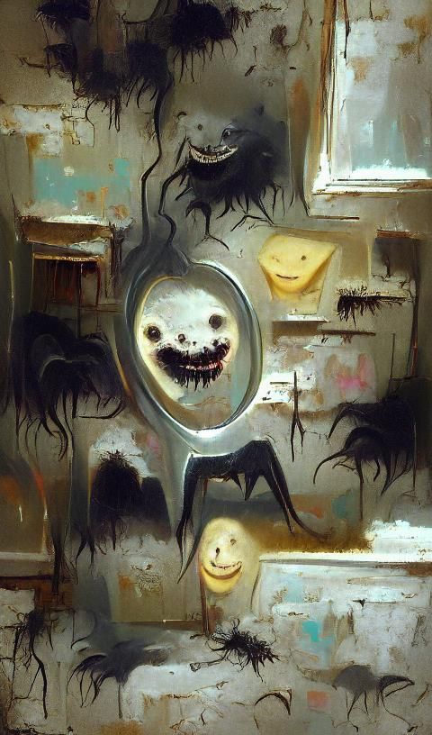 Sinister Smile Reflected with Black Mold