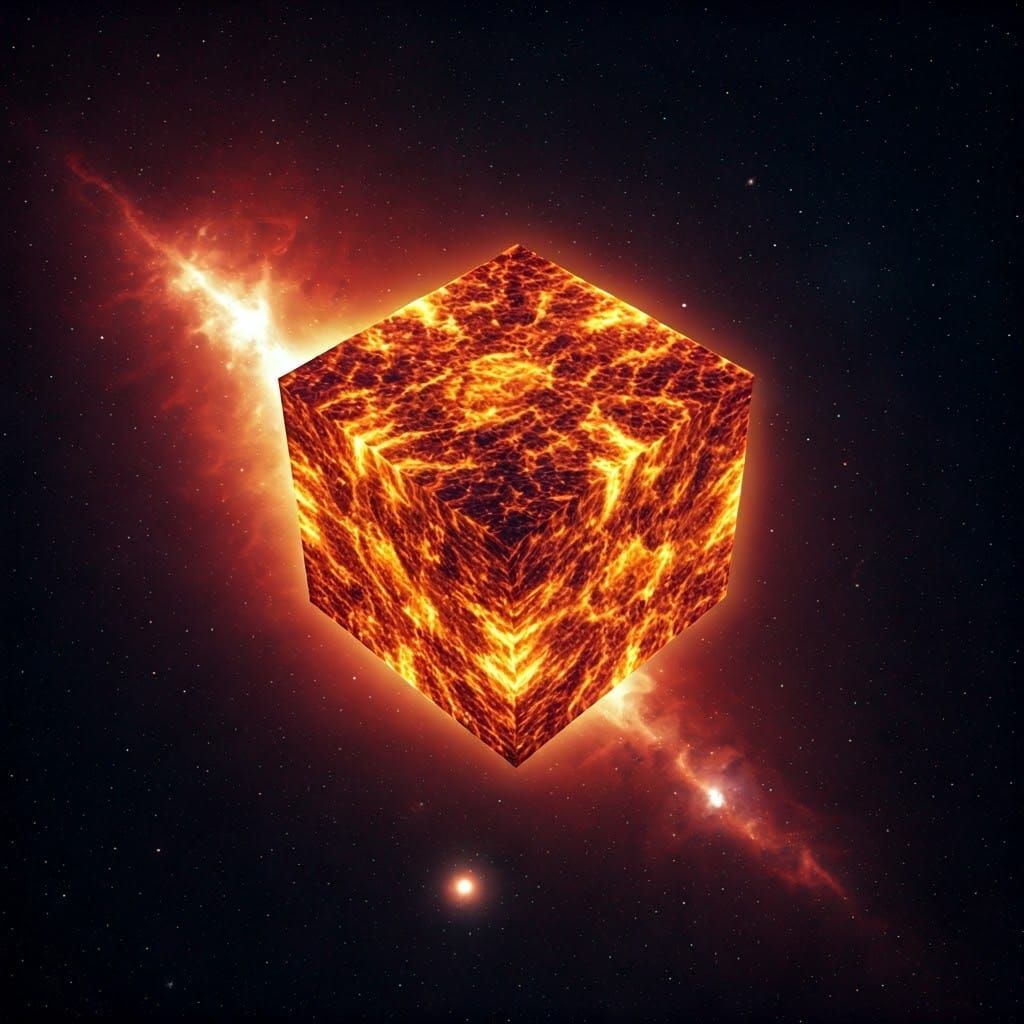 A Perfect Hyperrealistic Star Cube Radiates Intense Energy i...