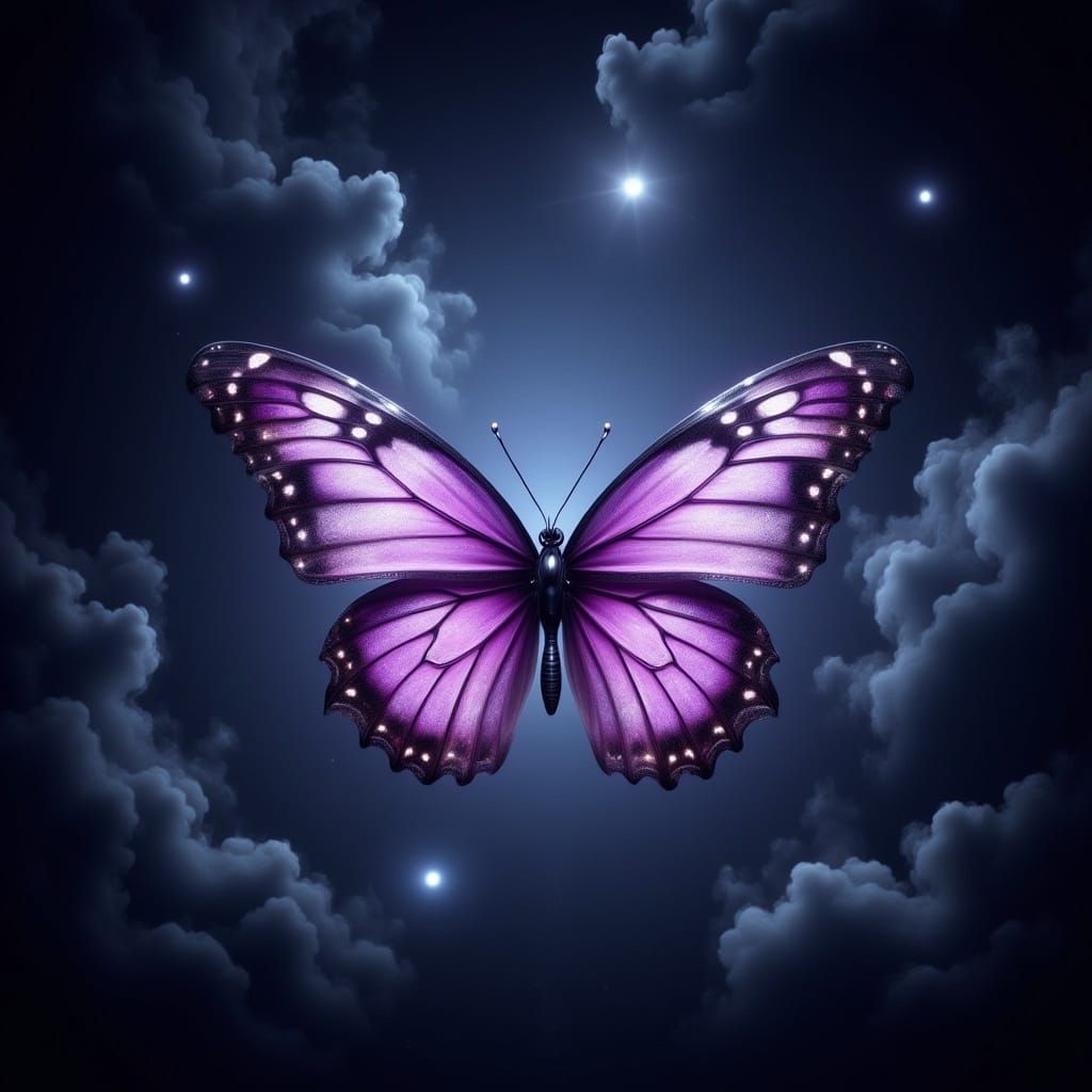 Purple Butterfly at Night