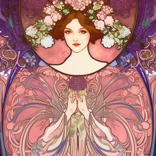 Art Nouveau Cake with Flowery Frame