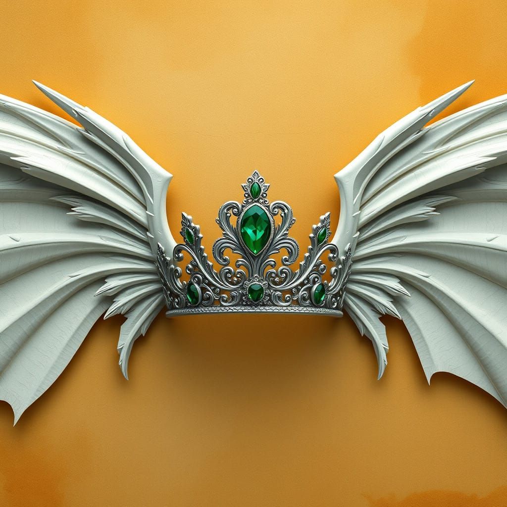 Regal Tiara between Dragon Wings on Parchment