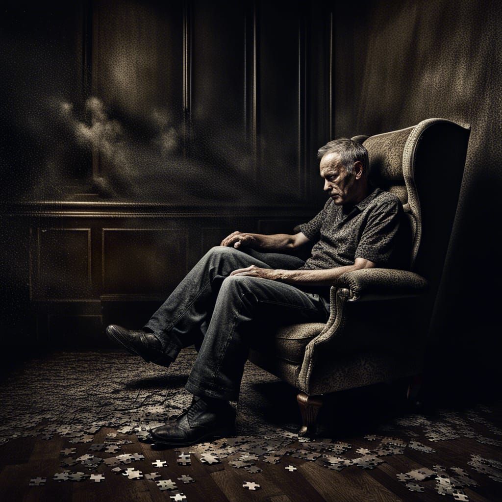 Broken Man Puzzle in Dark Room