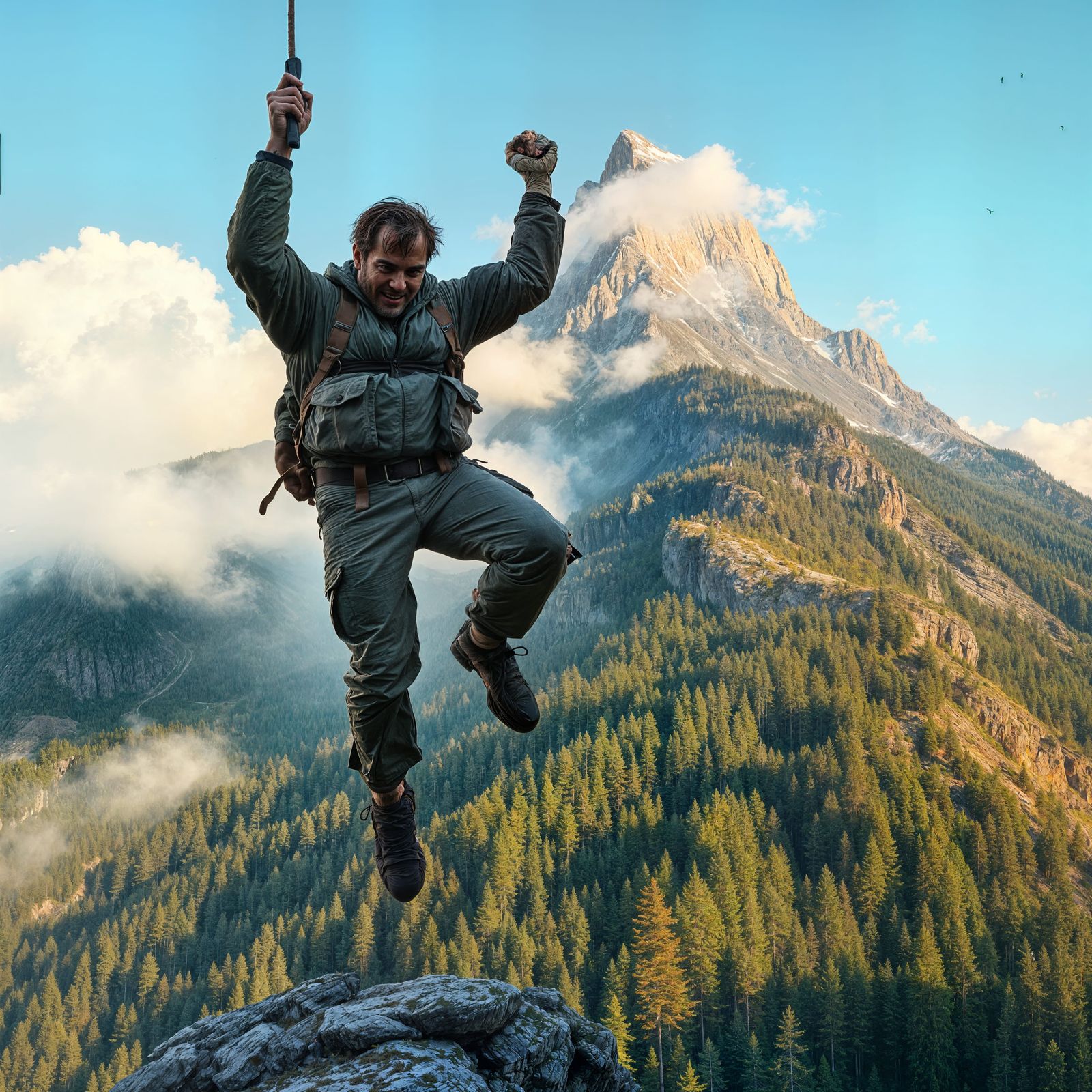 Dramatic Mountain Rescue: Man Clings to Cliff