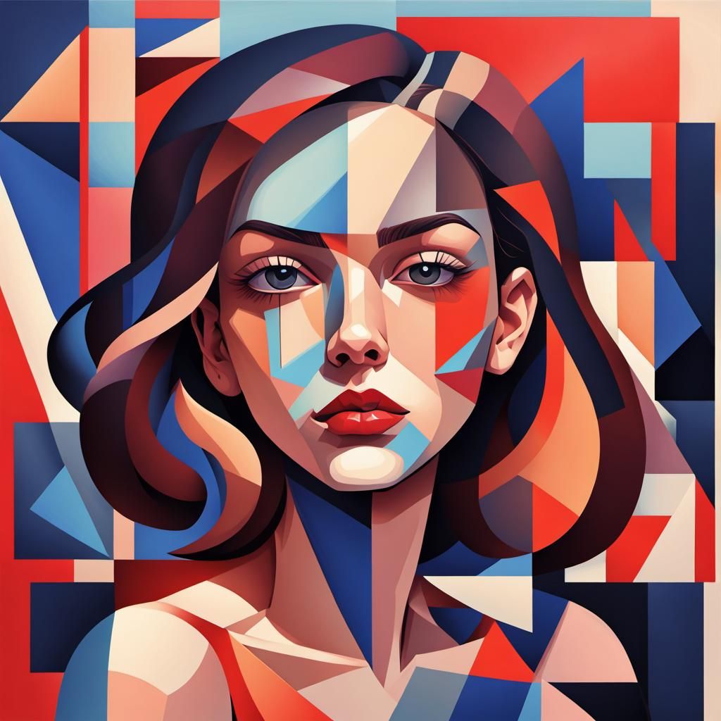 Cubist Painting Inspired by Olivia Rodrigo's 'so american'