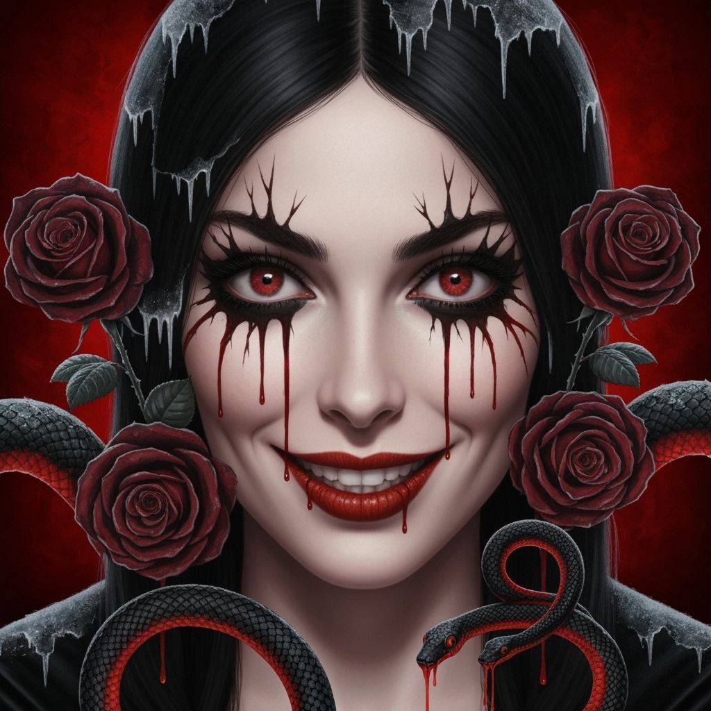 Dismal Illusion Horror Art with Venomous Serpent Motifs