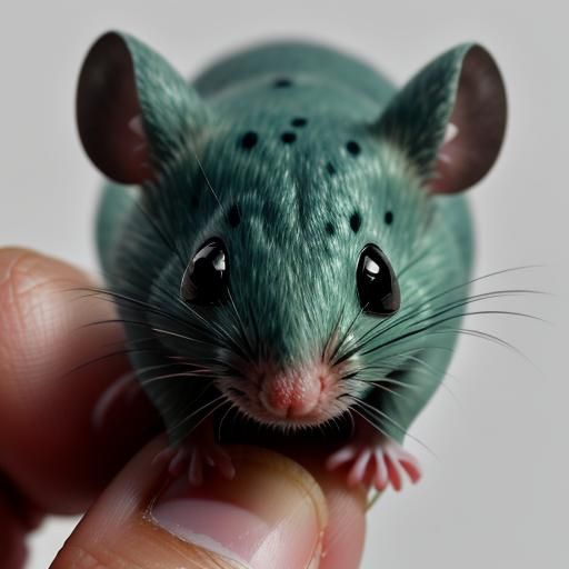 Hyperrealistic Microscopic Mouse on Fingertip in 4D HDR