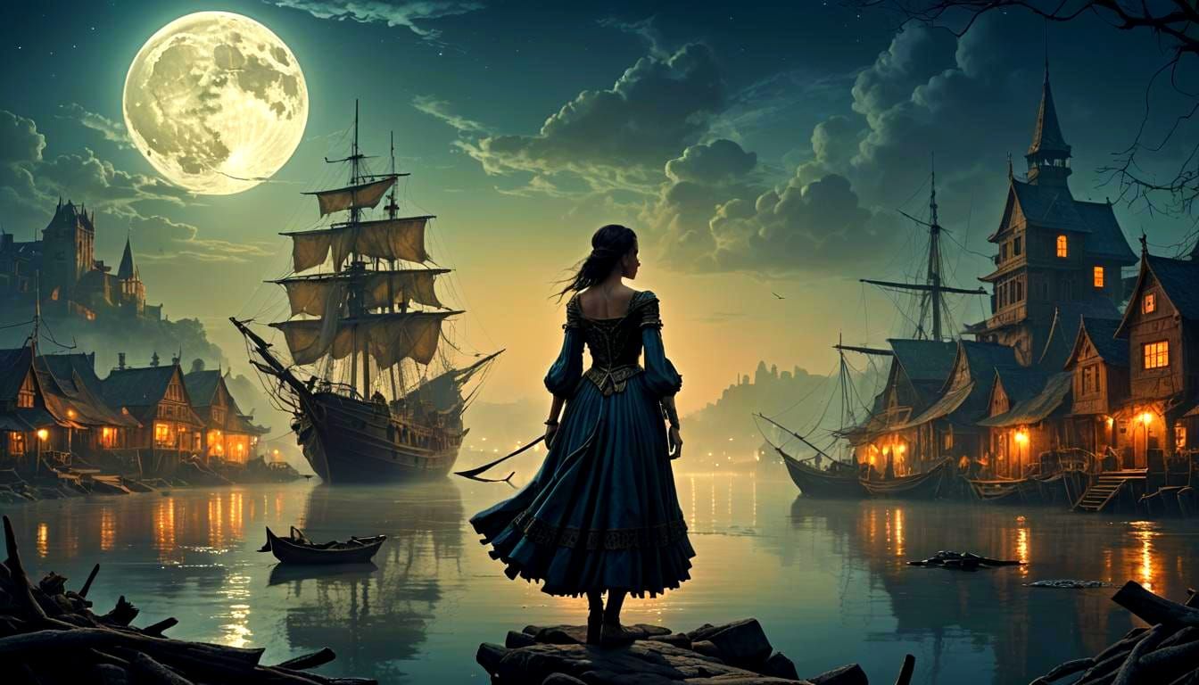 Moonlit River Village: A Hyperdetailed Fantasy Masterpiece